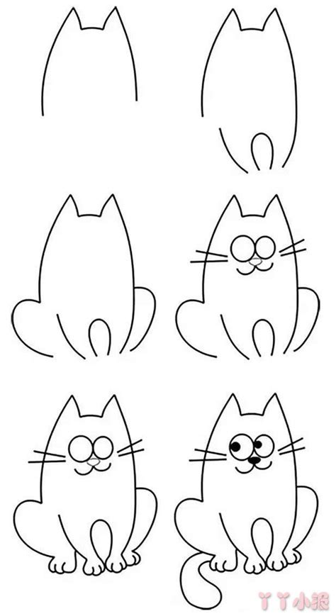 简单六步画出小猫咪简笔画步骤教程- 老师板报网
