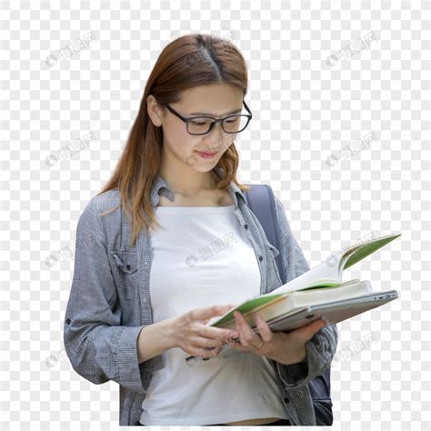 女大学生在阅读学习元素素材下载-正版素材400436681-摄图网