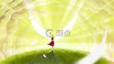 天使云中女孩插画原画3555*2000图片素材免费下载-编号13654-潮点视频
