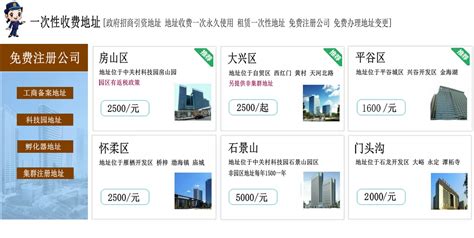北京公司注册地址挂靠一般怎么收费 1500一年