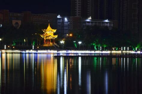 夜幕下的临沧百树广场。
