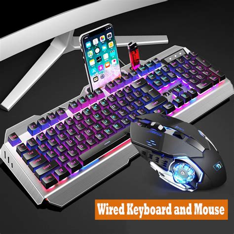 1Set Wired RGB Backlit Keyboard with Mouse USB Keyboard Comfortable ...