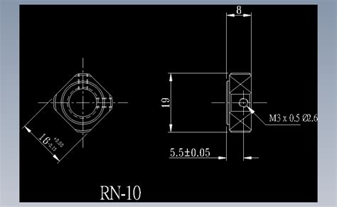 RN-10方形锁紧螺母系列_AutoCAD_模型图纸下载 – 懒石网