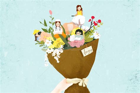 三八妇女节鲜花插画图片下载-正版图片400102633-摄图网