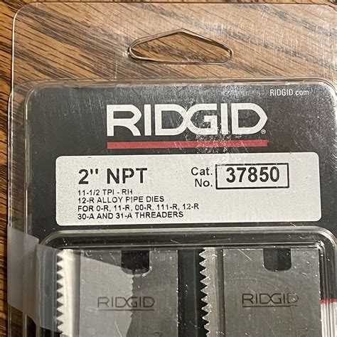 Ridgid 37850 12-R 2" NPT Alloy Right Hand Pipe Threading Dies ...