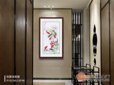 新中式玄关装饰画挂画走廊过道尽头正对门背景墙竖版山水壁画招财-淘宝网