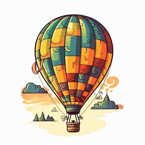 Premium Vector | Cartoon hot air balloon flying in the sky.