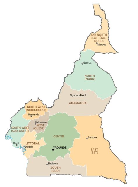 喀麦隆空白线描图 - 喀麦隆地图 - 地理教师网