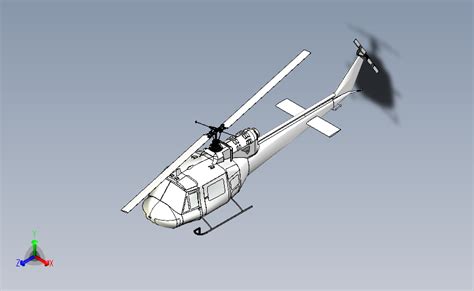 UH 1 直升机_STEP_模型图纸下载 – 懒石网