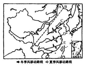读中国东部雨带示意图，完成7、8题。7．根据雨带在Ⅰ、Ⅲ地区的时间，