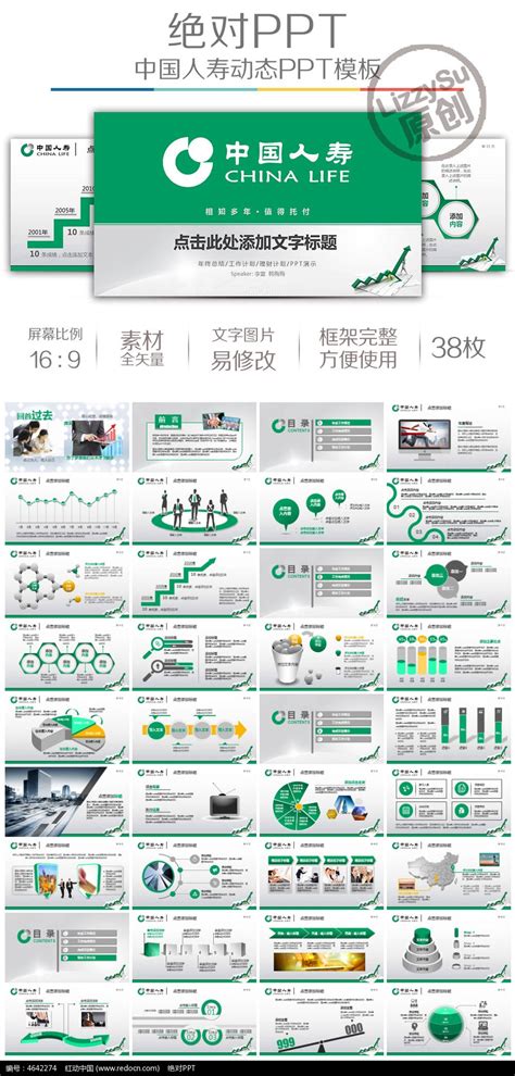 中国人寿保险公司工作报告述职报告新年计划PPT模板-PPT牛模板网