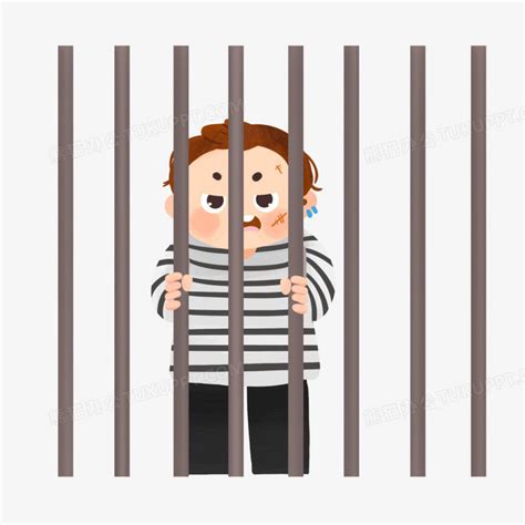 卡通关在监狱的犯人免抠元素PNG图片素材下载_元素PNG_熊猫办公