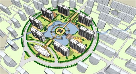 住宅小区模型su模型下载-光辉城市