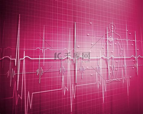 具有心跳/脉搏和心率监测器符号的医学背景数学图形电路图高清摄影大图-千库网