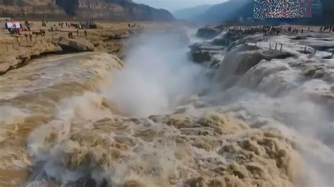 1080大气壮观奔腾的黄河母亲河壶口瀑布航拍视频特效素材-千库网