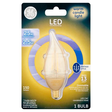 GE LED 2.5W 150 Lumens Warm Candle Light CAC Bulb - Walmart.com