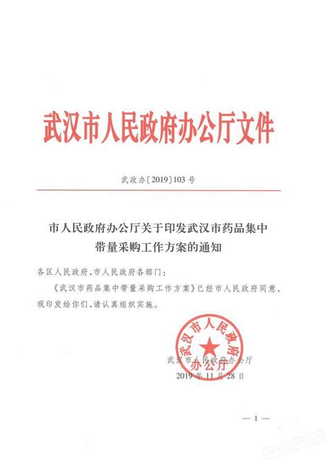 华招医药网--2019年湖北省武汉市药品集中带量采购项目