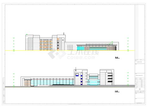 某方形办公楼建筑设计效果图psd格式