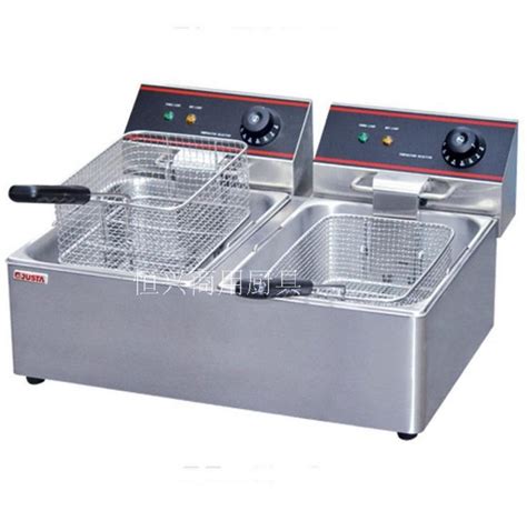 富祺台式12.5L电炸炉 不锈钢商用炸鸡设备厨房设备单缸双筛电炸炉-阿里巴巴