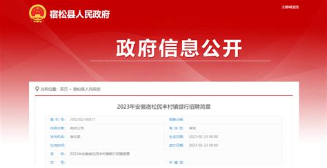2023年安徽宿松民丰村镇银行招聘公告 报名时间4月4日18:00截止