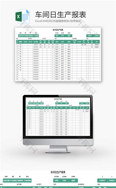 车间日生产报表Excel模板_千库网(excelID：151278)
