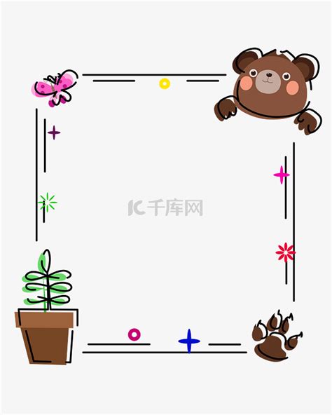 卡通小熊苹果边框PNG图片素材下载_苹果PNG_熊猫办公