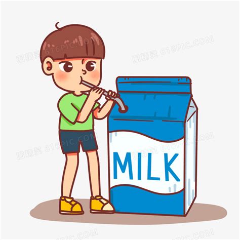 手绘卡通补充营养喝牛奶素材图片免费下载_PNG素材_编号z09ijw7g2_图精灵