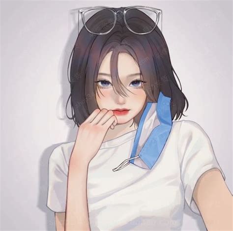 头像温柔短发女生卡通