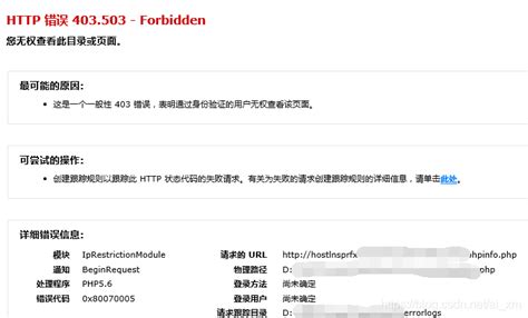 IIS常见HTTP错误码 解决办法_http 403.503 forbidden-CSDN博客