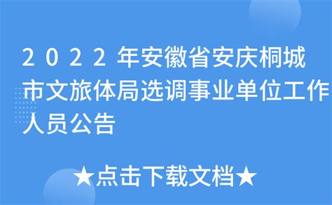 2022年安徽省安庆桐城市文旅体局选调事业单位工作人员公告