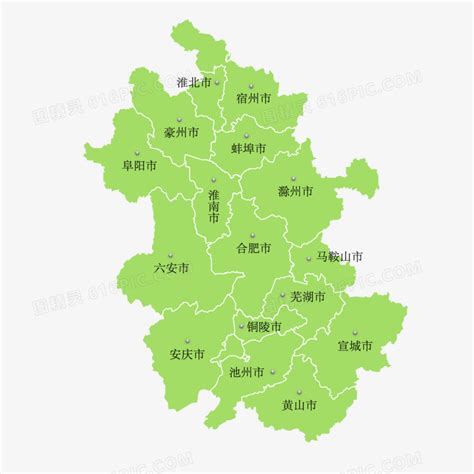 安徽省地图PPT矢量可编辑含地级市动态地图_PPT元素 【OVO图库】