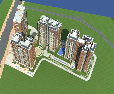 北湖住宅小区3dmax 模型下载-光辉城市