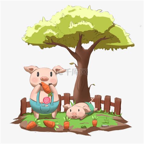 猪猪的菜园猪爸爸和猪儿子素材图片免费下载-千库网