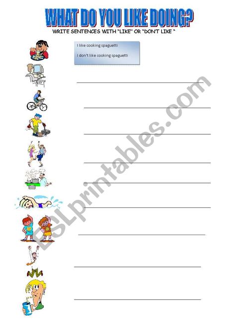 English worksheets: what do you like doing?