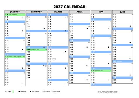 Full Year 2037 Calendar on one page | WikiDates.org