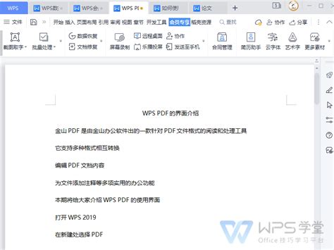 WPS PDF的界面介绍-WPS学堂