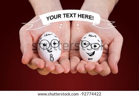 Male Hand Holding Holding Eggs With Smiley Faces, Copyspace Over Their ...