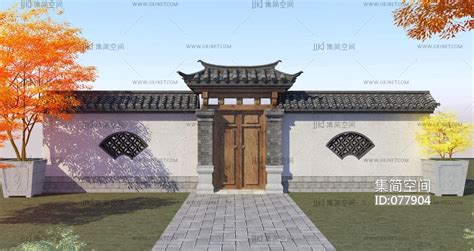 中式围墙3dmax 模型下载-光辉城市