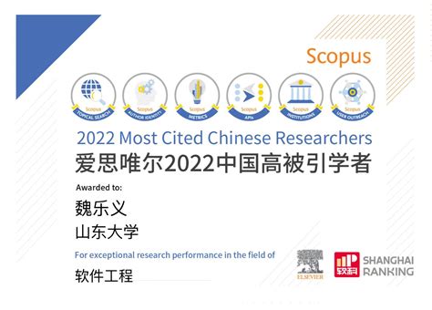 软件学院魏乐义教授连续两年入选 “中国高被引学者榜单”-山东大学软件学院