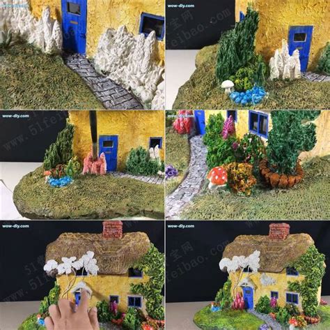实现乡村生活的幻想，DIY黏土模型屋茅草房教学-51费宝网