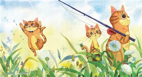 小猫钓鱼|插画|儿童插画|1979水印 - 原创作品 - 站酷 (ZCOOL)