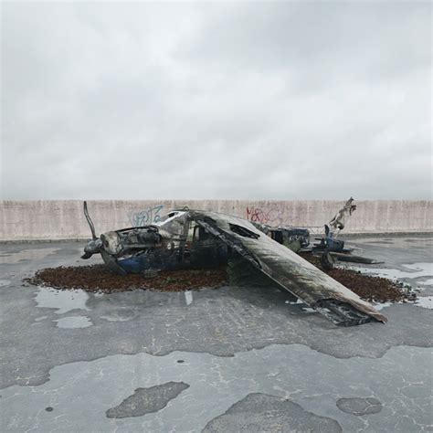 废弃飞机撞毁残骸 3D模型 CG模型 下载 (QOOKAR)