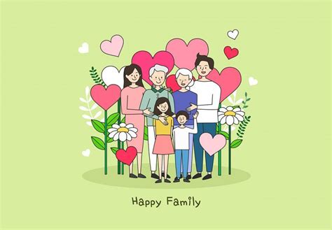10款卡通幸福甜蜜家庭人物合照合影全家福AI矢量插画设计素材 - NicePSD 优质设计素材下载站