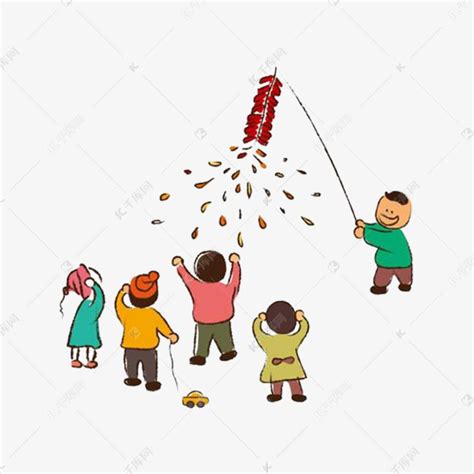 新年放鞭炮的孩子素材图片免费下载-千库网
