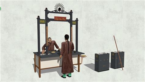 中国古代老街商铺小吃摊人物设计素材SU模型[原创]