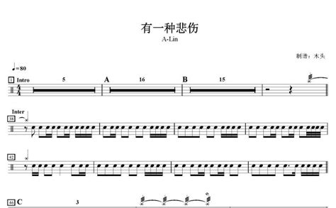 有一种悲伤鼓谱 - A-Lin - 架子鼓谱 - 琴谱网