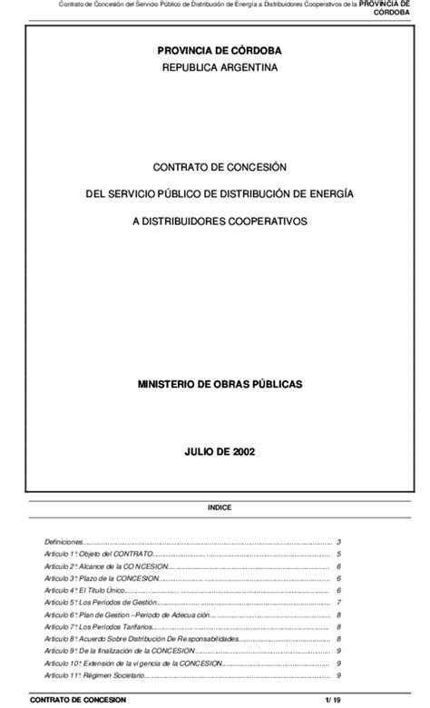 (PDF) Contrato de Concesión del Servicio Público de Distribución de ...