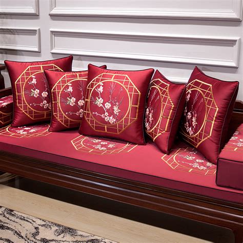 新中式沙发垫红木实木沙发垫子防滑坐垫加厚高密度海绵坐垫椅子垫_虎窝淘
