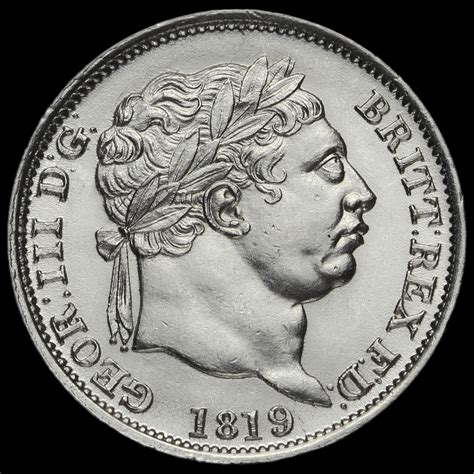 1819 George III Milled Silver Shilling, A/BU