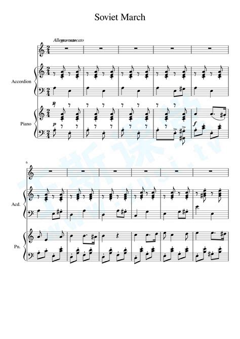 Soviet March（苏维埃进行曲）钢琴曲谱，于斯课堂精心出品。于斯曲谱大全，钢琴谱，简谱，五线谱尽在其中。